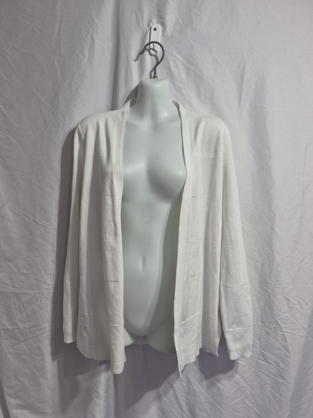 Cable & Gauge White Open-Front Lightweight Cardigan, Size Small